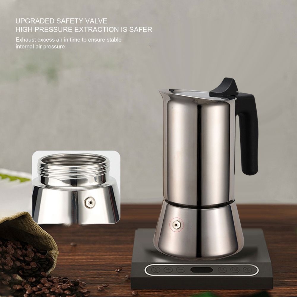 Moka Pot Stove - 스테인리스 스틸 모카포트 대용량 실버 스토브탑